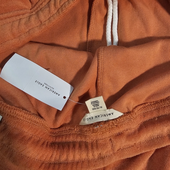 American Eagle Outfitters Orange Athletic Shorts Terry Cloth Elastic Waist Xl - Picture 7 of 9